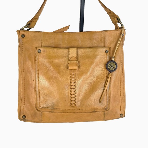 The Sak Genuine Leather Shoulder Bag Purse Satchel British Tan Handbag - Picture 1 of 8